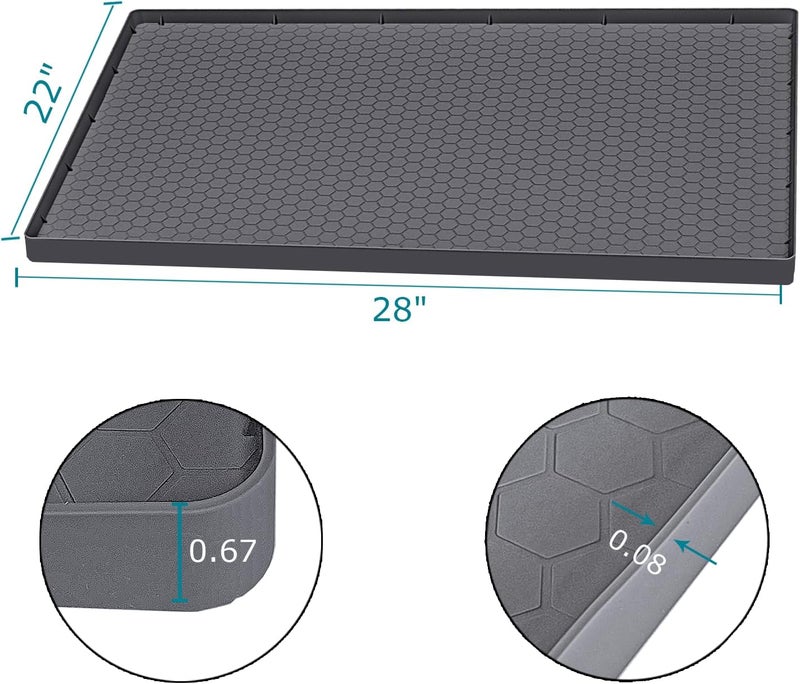 Jacooxi Under Sink Mat 28 x 22 for Kitchen Waterproof, Silicone Under Kitchen Bathroom Protector Sink Liner Mat, Easy to Clean Cabinet Mat Organizers and Storage, Grey - Image 2